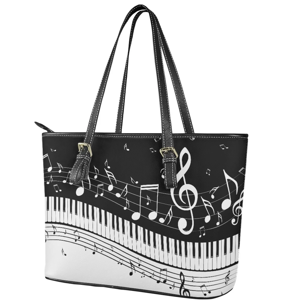 Piano Fashion Leather Shoulder Bags for Women Handbags Music Note Design Large Capacity Saddle Bag Female Clutch Bolsa Mujer