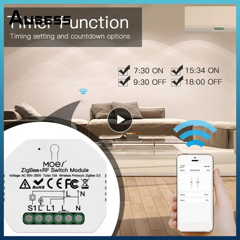 

1 ~ 8 шт. релейный модуль смарт-выключателя Tuya Mini ZigBee + RF, модуль переключателей для умного дома, таймер, дистанционное Голосовое управление с Alexa Google