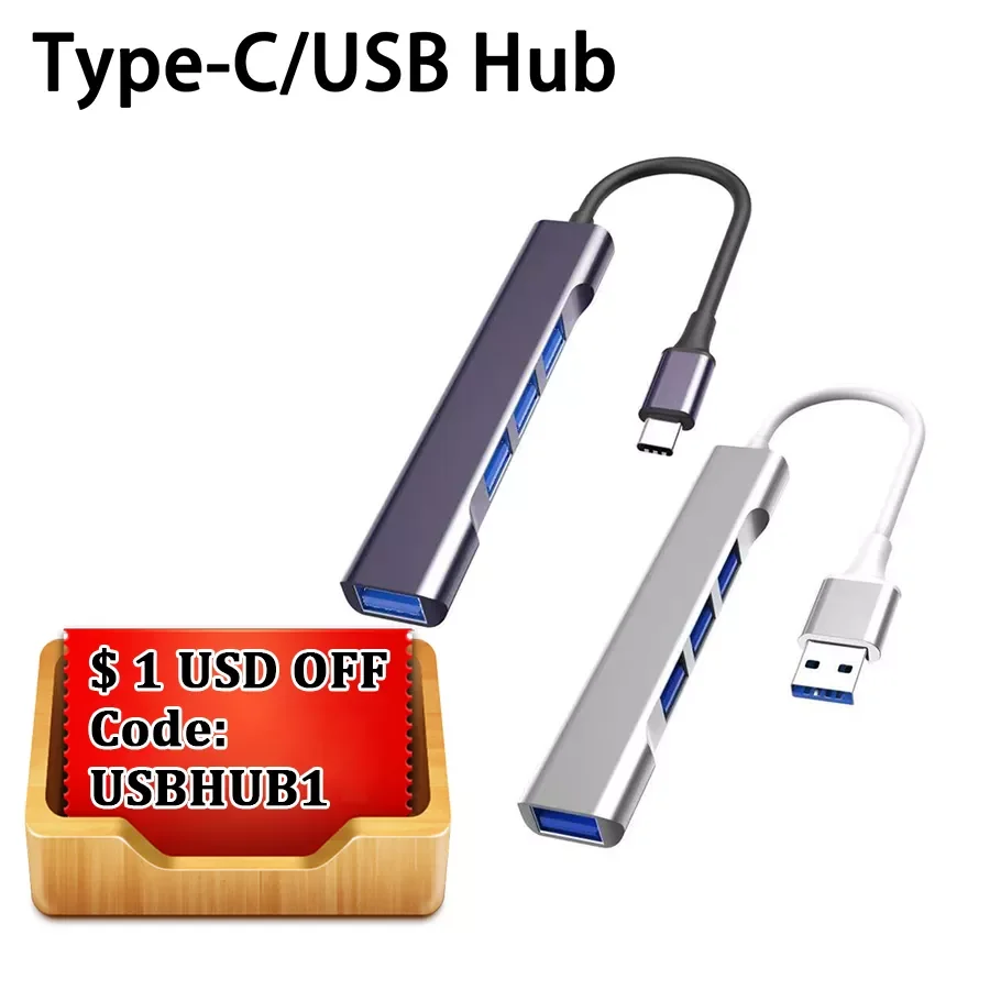 Free shipping USB Type C Adapter USB 3.0 Multi Splitter 4 Port OTG For Xiaomi Macbook Pro Air PC Computer Laptop Accessories