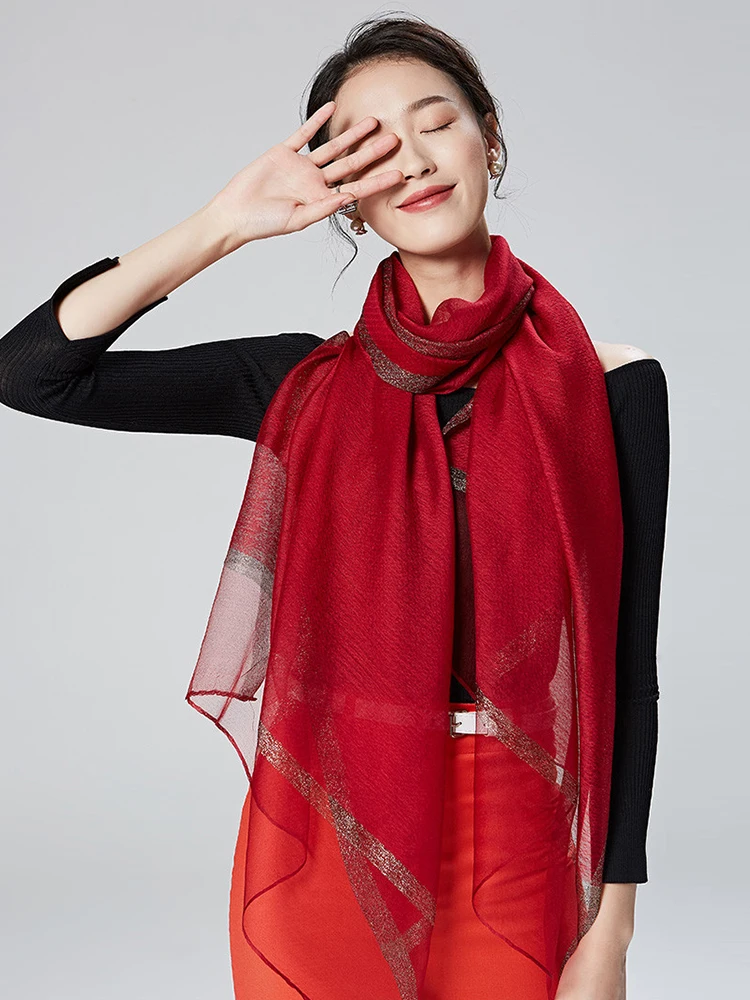 

Organza Hijab Women Luxury Silk Scarf Lady Bright Silk Sparkly Shawl Female Bandana Scarve Beach Wrap Mujer Pareo Bufanda Stoles