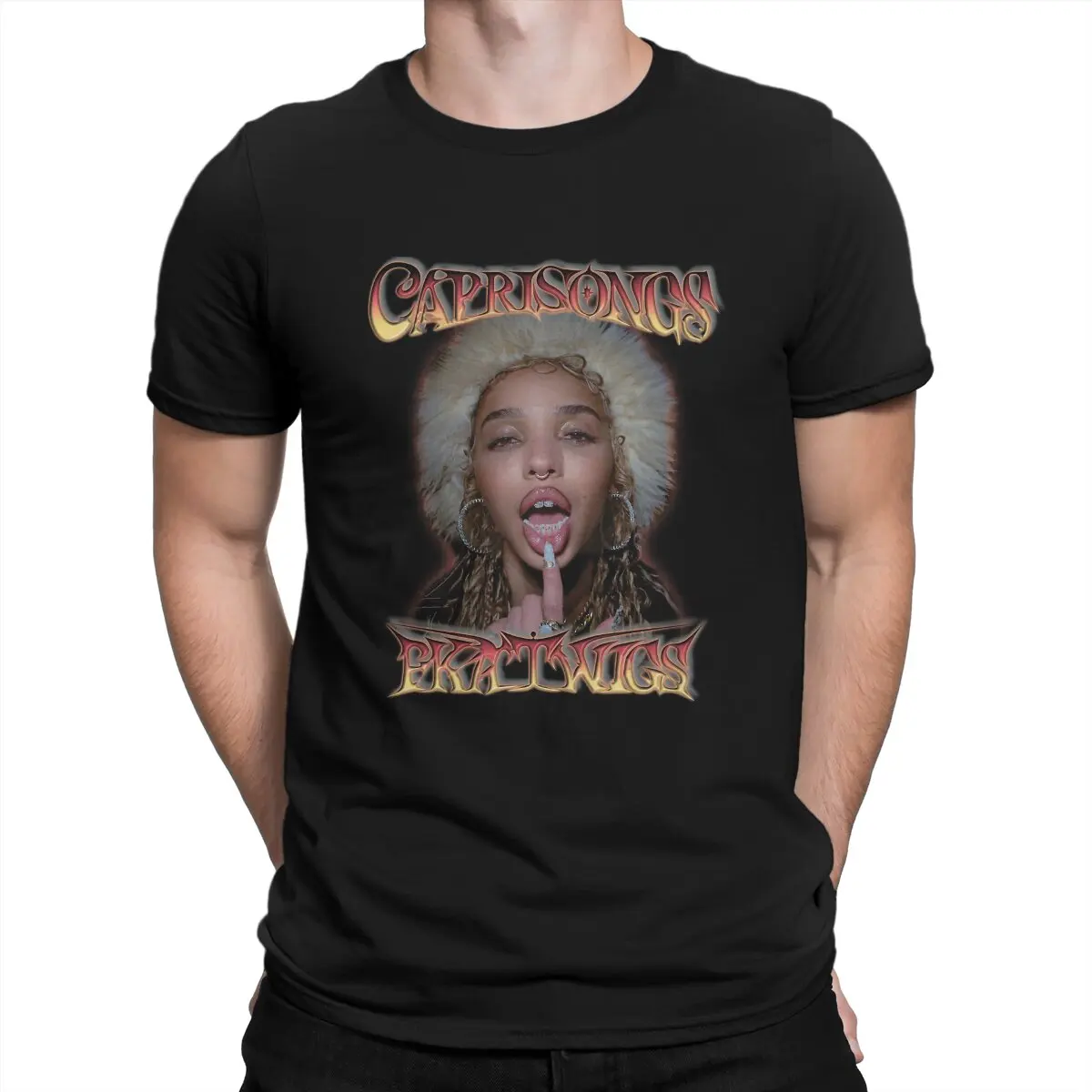 

Singer-Songwriter FKA Twigs Y2k Newest TShirt for Men FKA twigs Caprisongs vintage style Round Collar Basic T Shirt Distinctive