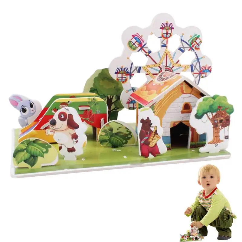 

3d Paper House Model Bright-colored Stereo Puzzle Creative DIY 3D Jigsaw Puzzle Toys Paper And EPS Foam Board For Kids And