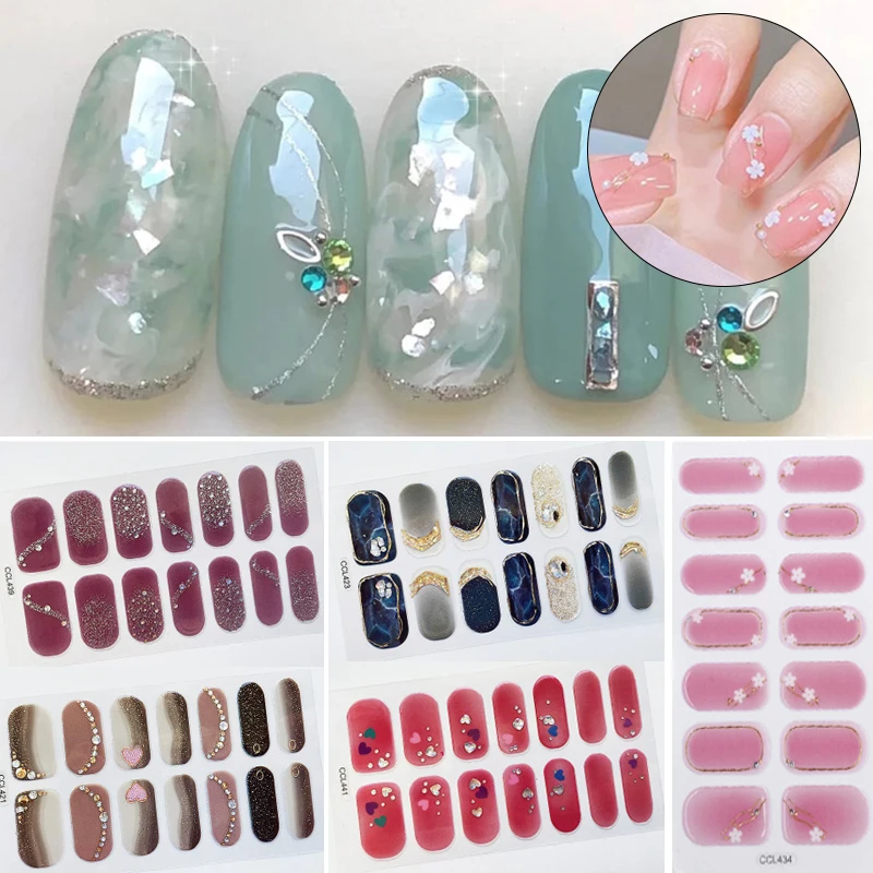 

14 Tips Nail Sticker Colorful 3D Nail Foil Nail Stickers Self-stick Full Cover Nail Wraps Women Nail Art Deocr DIY Manicure
