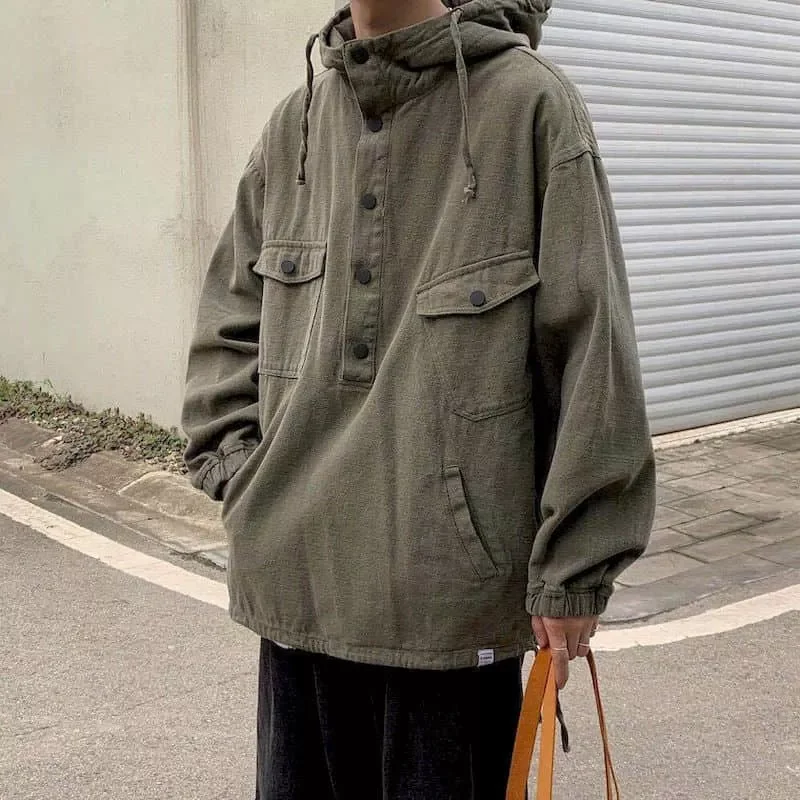 

New2022 tooling jacket Japanese retro hooded student trend Korean loose wild couple jacket clothes male female safari tops