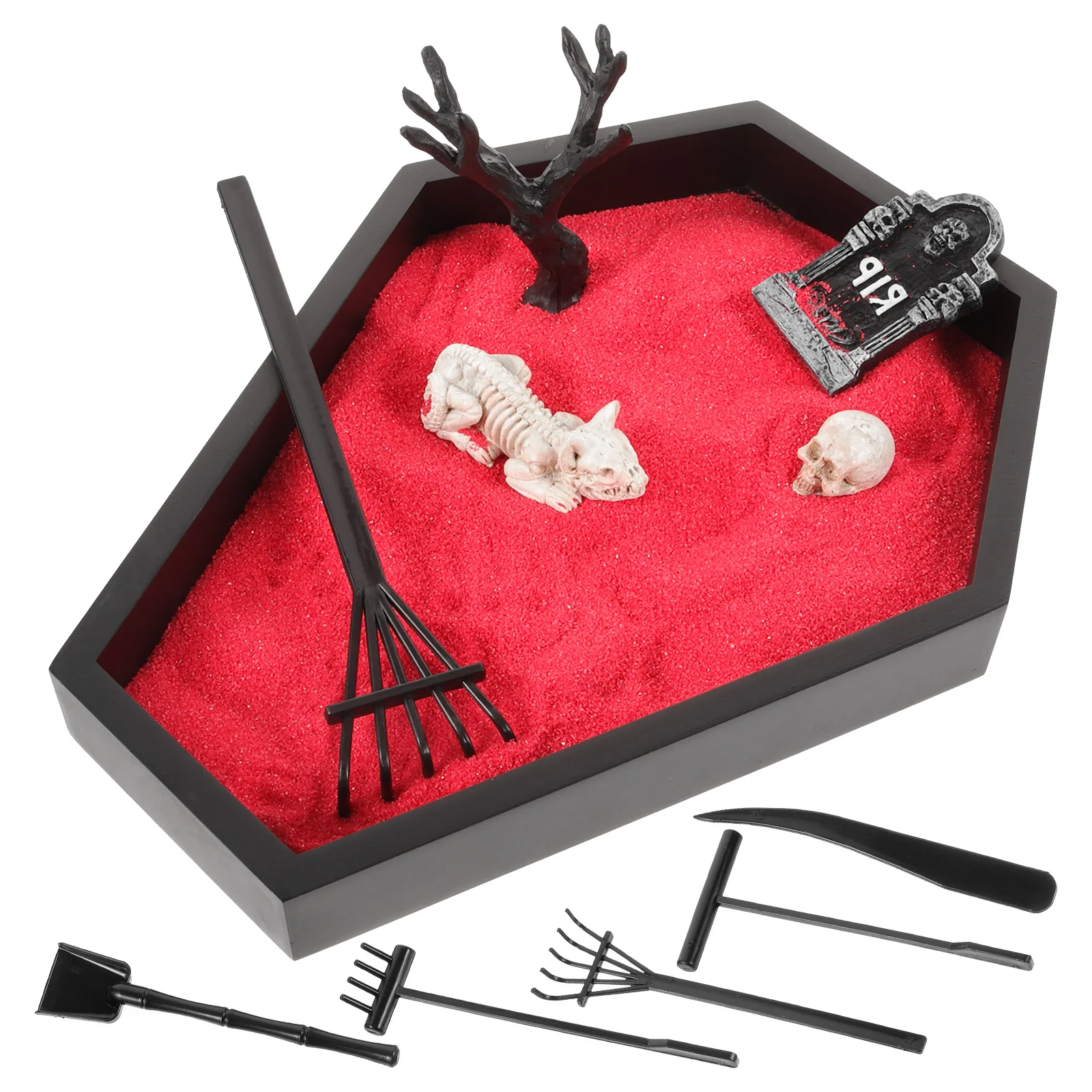 

Creepy Halloween Decor Small Coffin Sand Decoration Scary Decorations Desktop Scene Ornament Table MDF