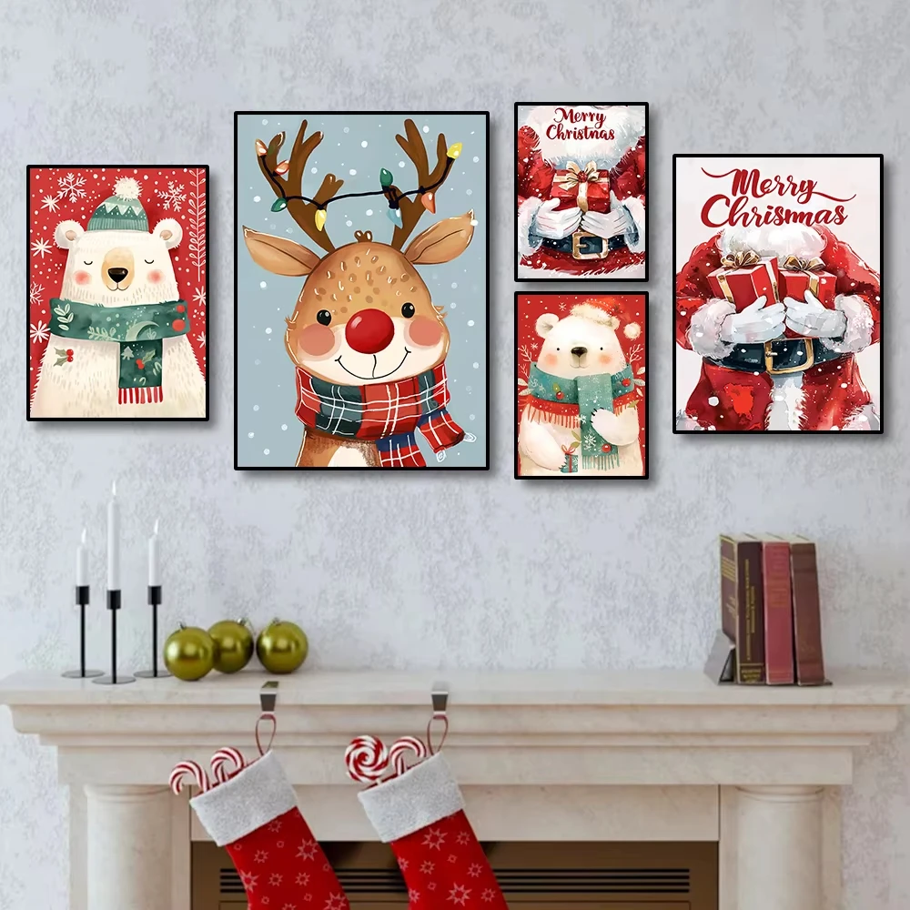 Рождественский мультяшный холст Картина на холсте с изображением снеговика