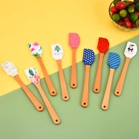 small wooden handle cake silicone spatula nonstick cream butter baking scraper kitchen batter mixer chocolate pastry blenders