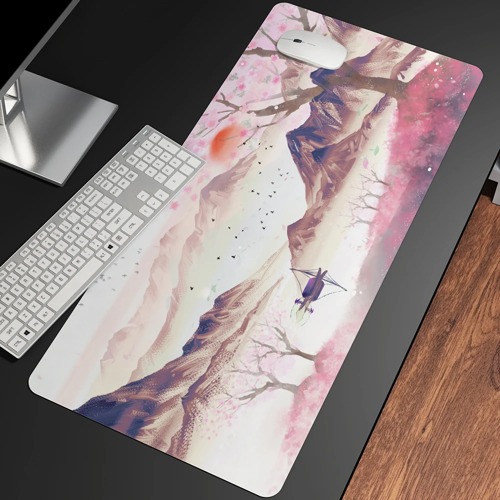 

Lotus Pond Spring Printed HD Printing Gaming Mousepad Computer Lock Edge Natural Rubber E-sports Desk Pad Large Mouse Pad