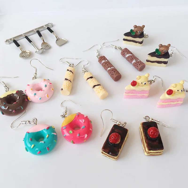 

Creative Simulation Dessert Earrings Women Geometric Donuts Cookies Cake Shape Fashion Cute Drop Dangle Earrings Party Gifts New