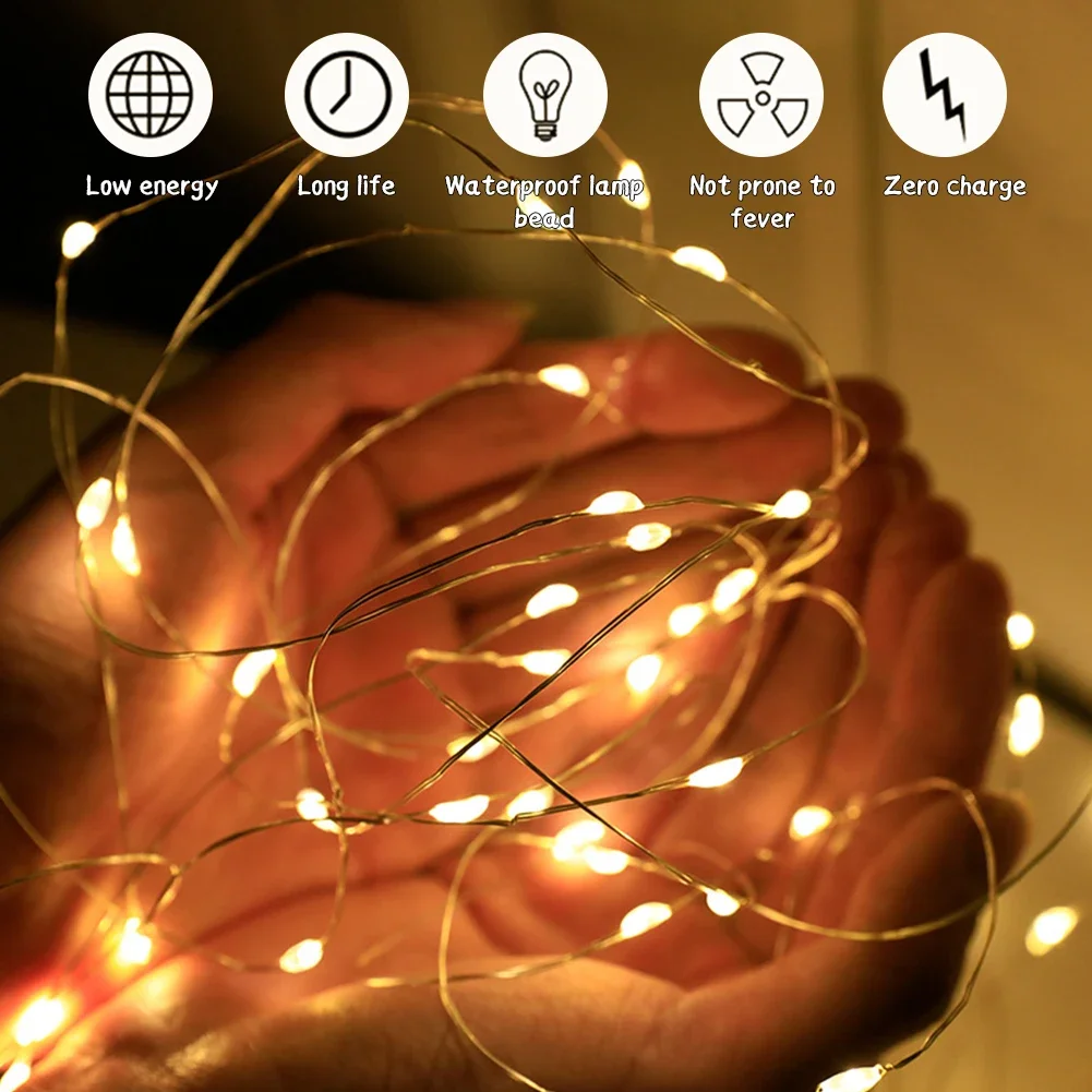 5 шт./упаковка медные светодиодные гирлянды с 3 скоростными режимами