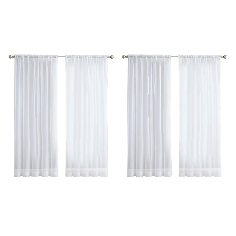 

4Pcs Super Soft Great Hand Feeling White Tulle Curtains For Living Room Modern Veil Chiffon Solid Sheer Voile