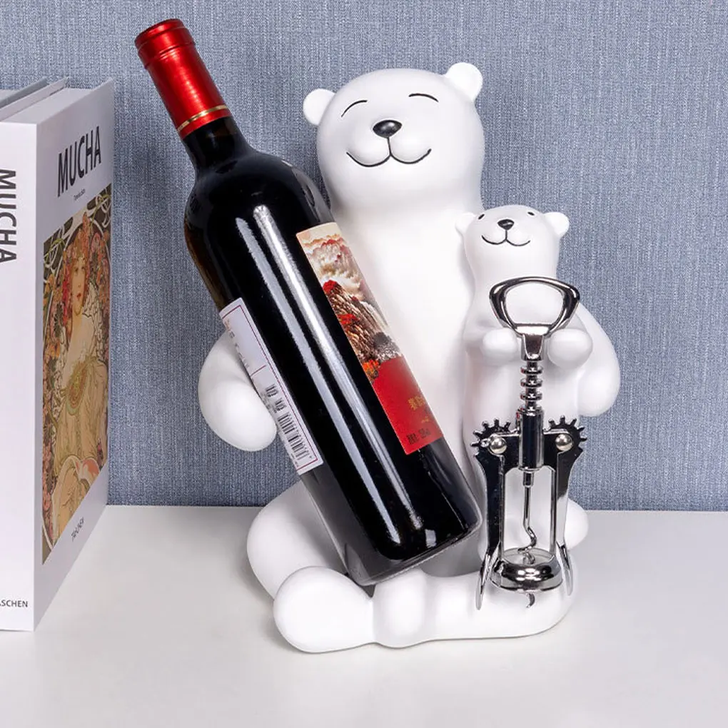 

Ornaments Decoration Statue Creatively Polar Bear Wine Rack Character Crafts Living Room Cabinet Souvenirs White