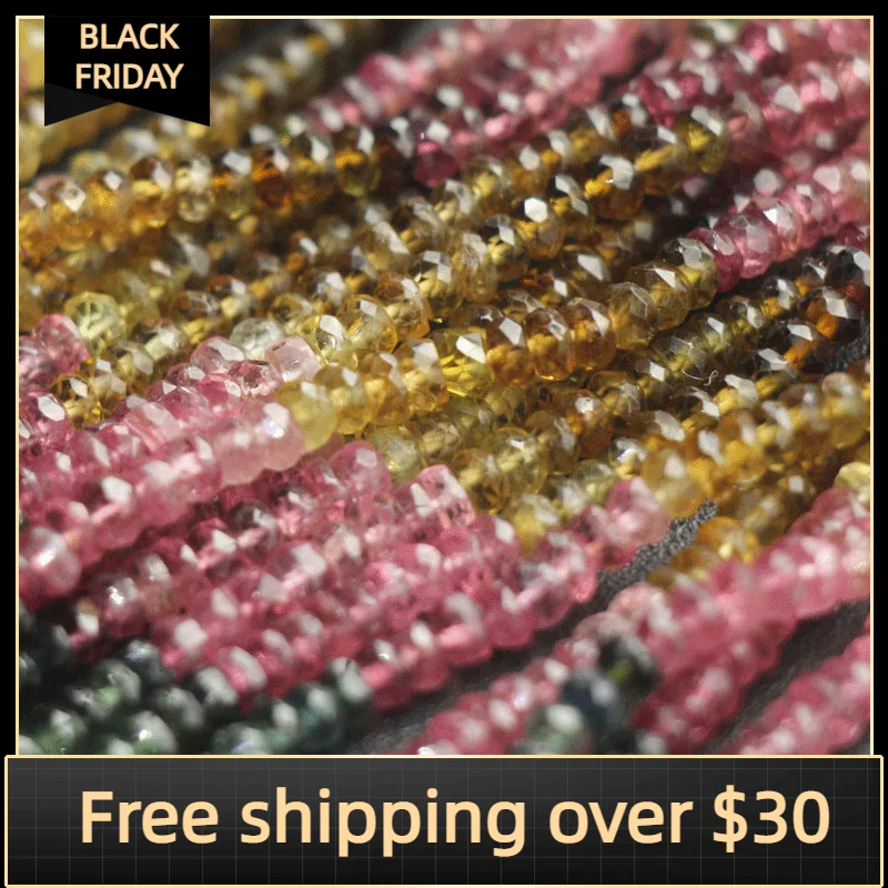 5-дюймовые-сверхтонкие-граненые шарики с несколькими турмалинами 4 мм Полная