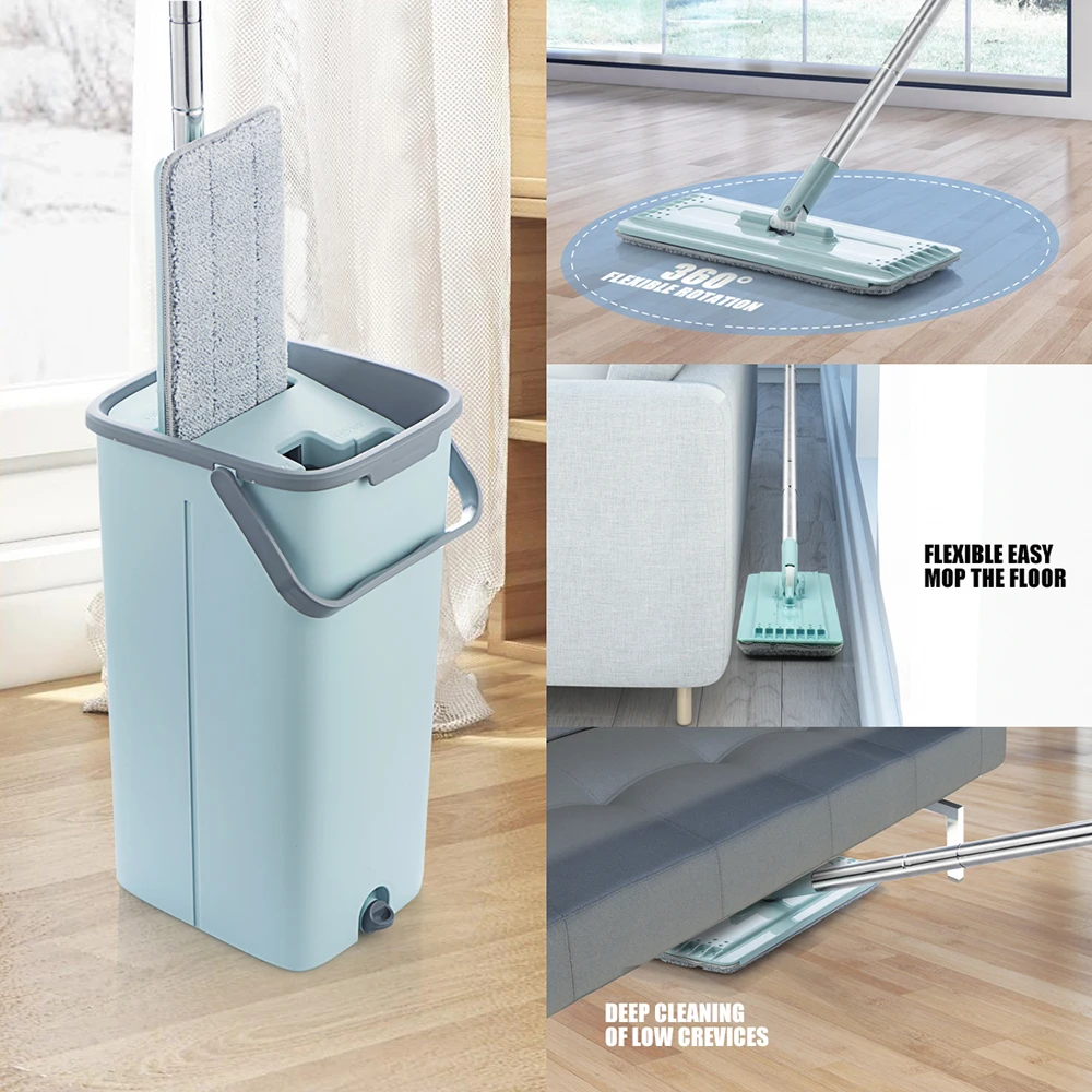 Швабра для пола с ведром вращающаяся на 360 градусов швабра отжимом без рук отжима