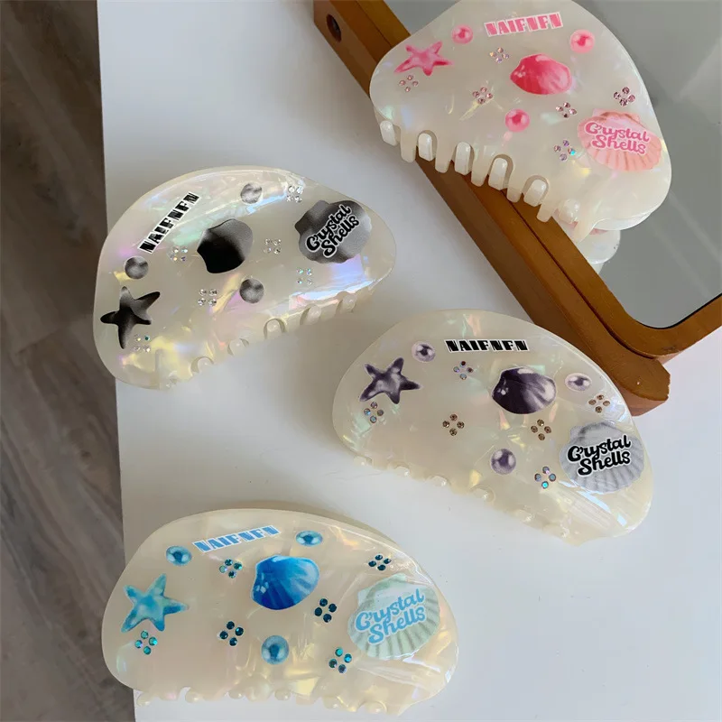 

Корейский нишевой дизайн с принтом 9 см зажим для волос с узором морской мечты и ракушки зажим с уксусной кислотой зажим для волос с акулой аксессуары для волос