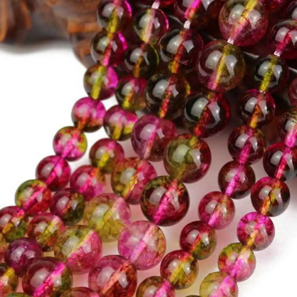 Круглые Бусины Из Натурального арбуза и турмалина 8 мм 15 дюймов