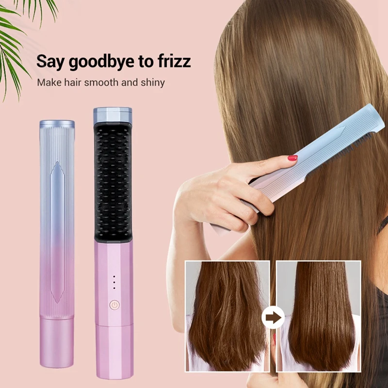 

Беспроводной выпрямитель и щипцы для завивки волос 2 в 1, USB-выпрямитель для волос с быстрым нагревом, инструменты для укладки волос в салоне, ...