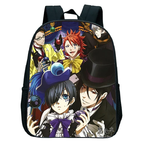 Новая школьная сумка черного дворецкого в стиле аниме для дошкольников, мальчиков и девочек, 12 дюймов, школьные ранцы для детского сада, детские ортопедические рюкзаки для детей 2-6 лет