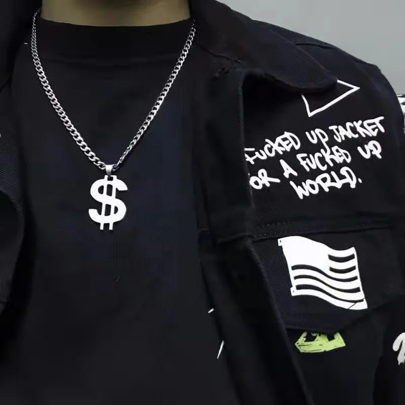 Простое Ожерелье В Стиле Хип-хоп и панк для дискотеки индивидуальное Трендовое ожерелье с кулоном в виде символа доллара кубинское ожерелье для мужчин и женщин