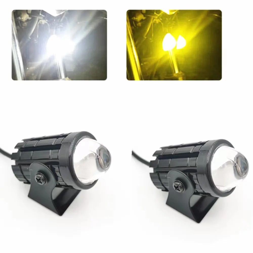 

Motorcycle Spotlight Projector Lens Dual Color LED Headlight Yellow White Driving Lamp Universal for Trucks SUV ATV Cars