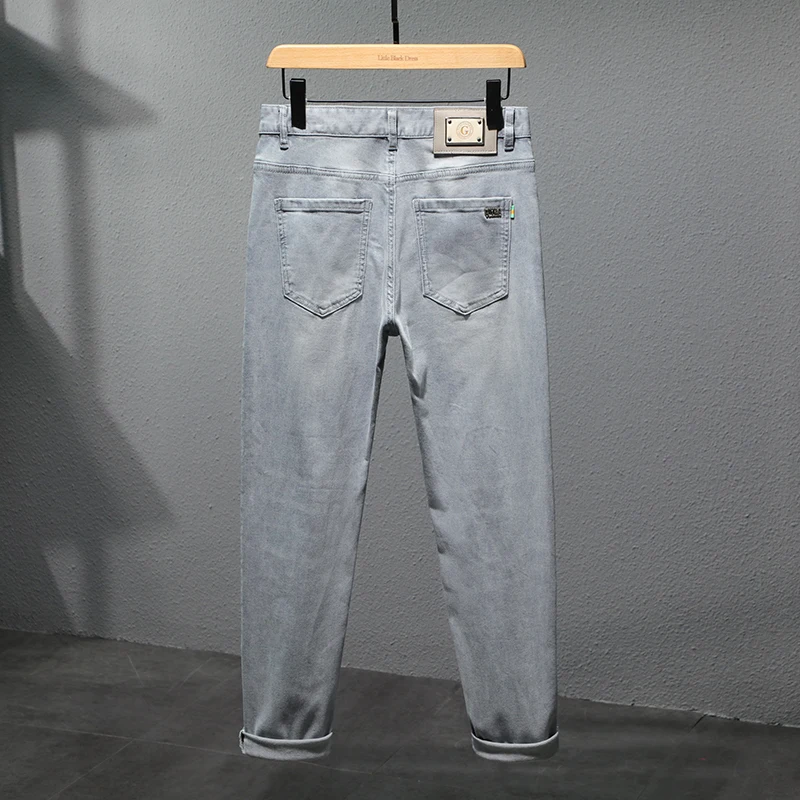 2024 светильник серые летние джинсы мужские высококачественные однотонные