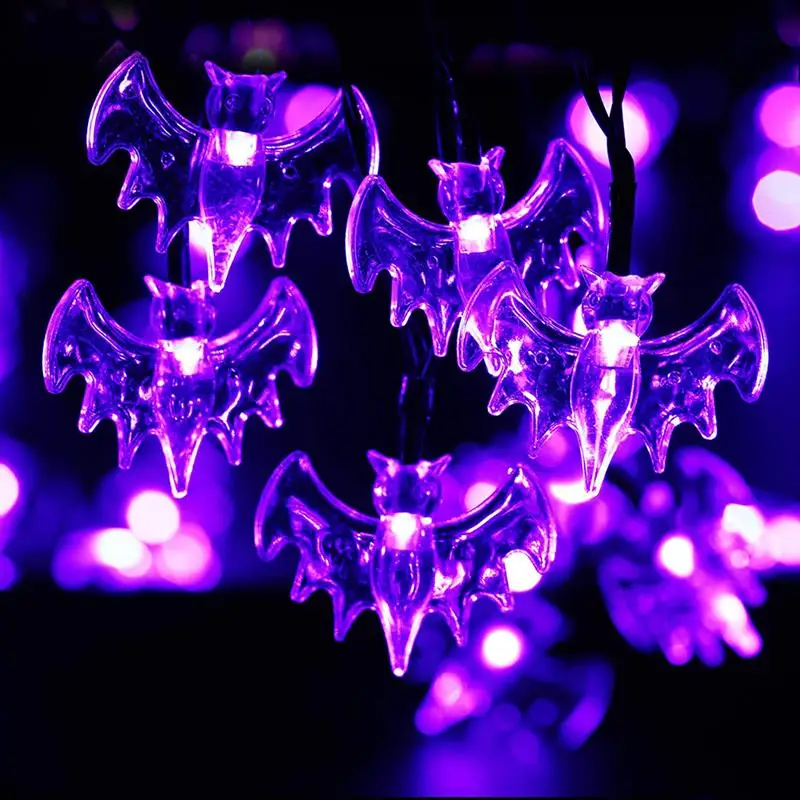 

Halloween Purple String Lights For Garden Home Party Festival Decoration Holiday LED Decor Spider/Bat Trick Treat Decorative