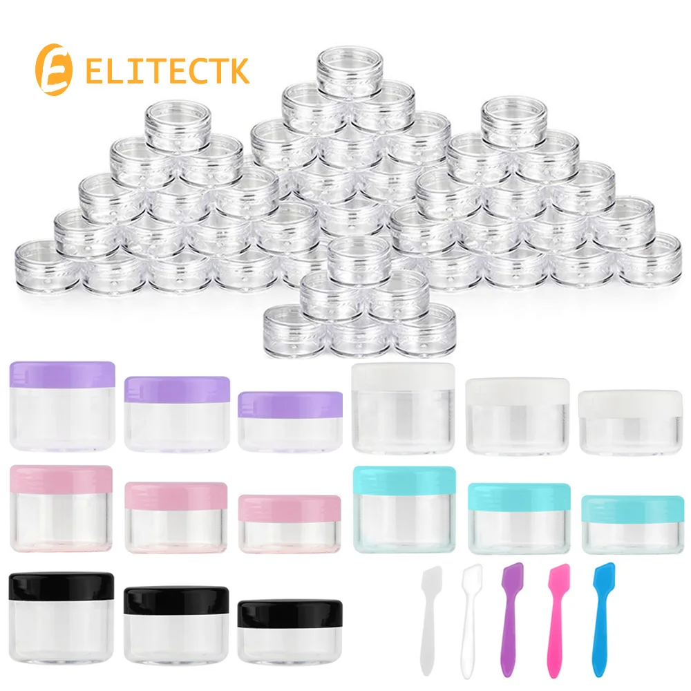 

30 шт., пластиковые пустые косметические банки 10 г/20 г/30 г/50 г/100 г