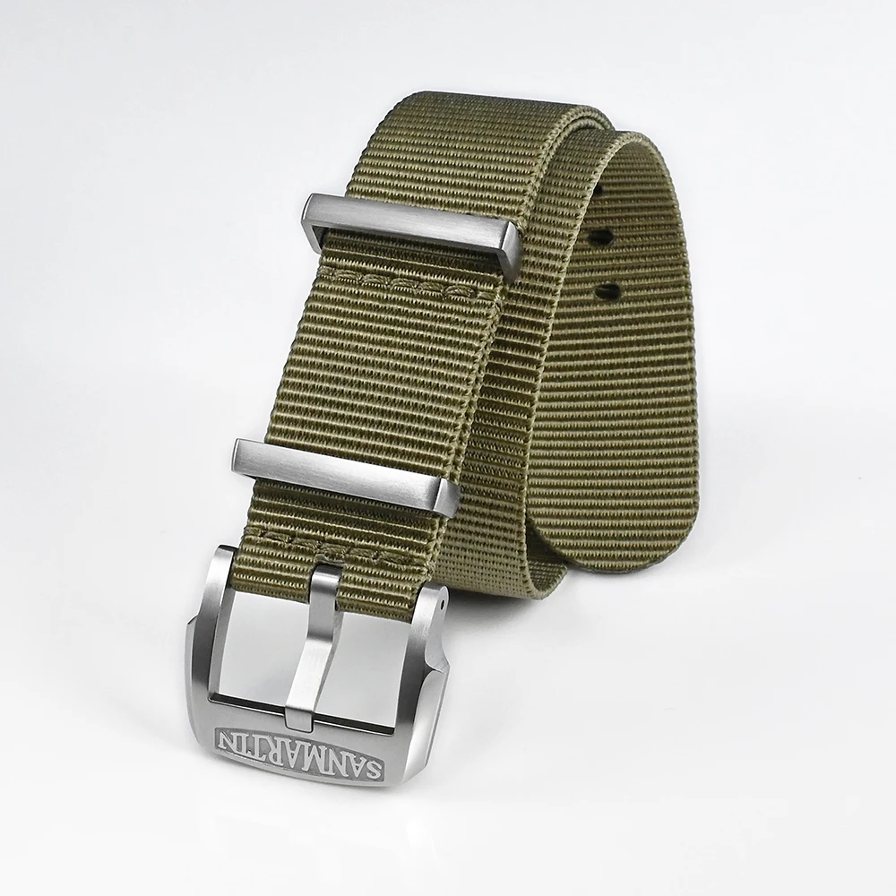 San Martin Nato Nylon Strap Paratrooper 20mm Military Watchband Sports Comfortable Universal Interface Pin Buckle Durable Sport