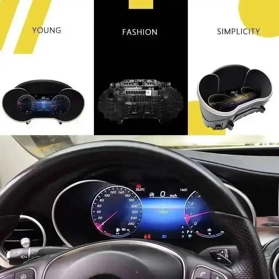 Фото Панель приборов с цифровым дисплеем и спидометром для Mercedes Benz C-Class W205 GLC-Class 2015-2018, виртуальная приборная панель №2