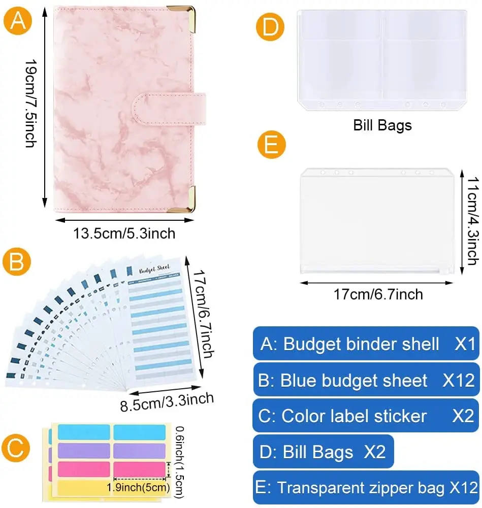 Cena 29 Sztuk Etui Marmurkowe A6 Kołowych Do Segregatorów Terminarz Z Oszczędzania Pieniędzy Spoiwa, środków Pieniężnych Koperty, Budżetu, PU Skóra Spoiwa Dla Oszczędność
