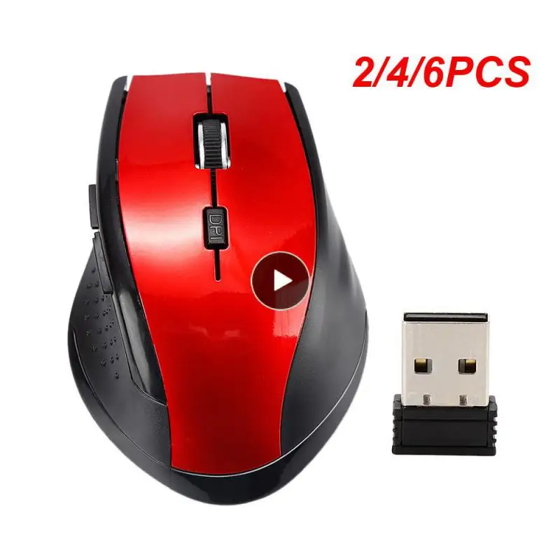 

2/4/6PCS Ergonomics Gaming Office Mouse 1200 Dpi Adjustable 2.4g Usb Mice With Usb Receiver Energy Saving Wireless Mouse 6 Keys