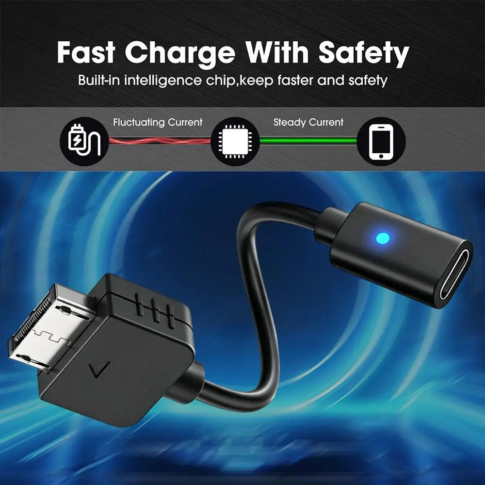 Фото Кабель USB Type-C для PlayStation Vita 1000 с индикатором зарядки, шнур-конвертер питания из ПВХ для консоли PS Vita 1000 №5