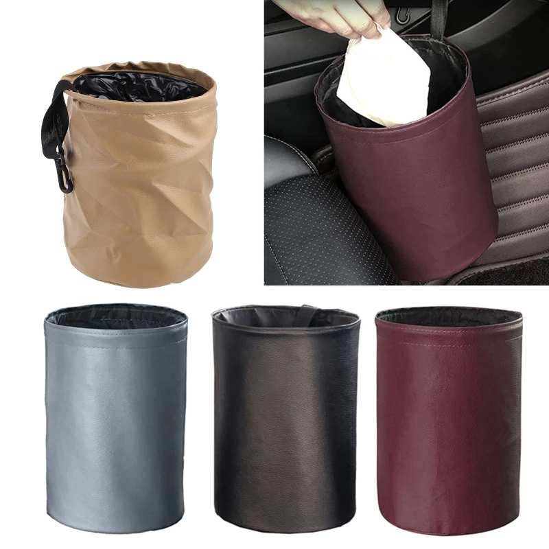 

Car Trash Can Portable Garbage Bin Trash Bag for Car Waterproof Trashcan Waste Basket Rubbish Bin Leather Car Organizers