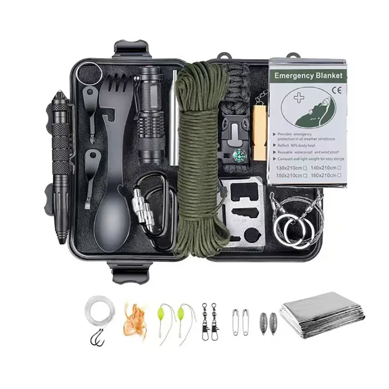 

18IN 1 Survival Kit Military Outdoor Multitool Professional Camping Travel Kit Tactical Defense Equipment First Aid Wilderness