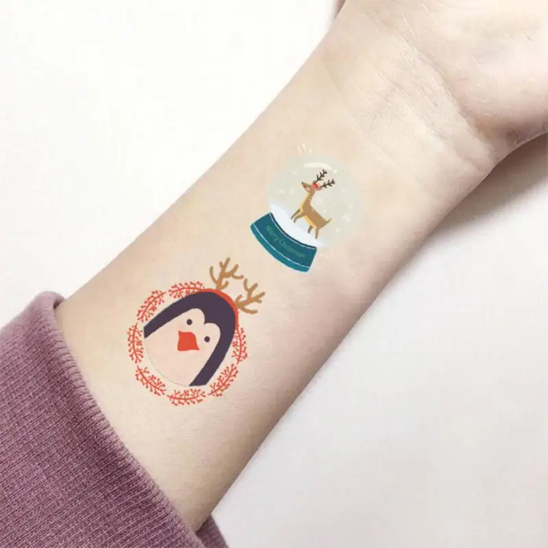 

Рождественские Временные татуировки для детей, водонепроницаемые наклейки на лицо, чулки на день рождения, мягкие рождественские подарки, Детские сувениры