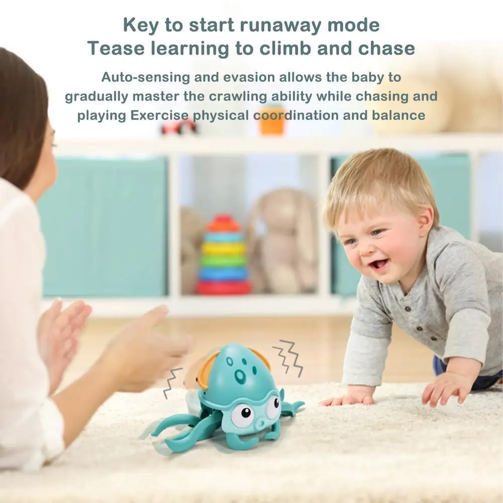 

Crawling Octopus Baby Toy Induction Escape Octopus Toy Music Light Up Electric Pet Rechargeable Educational Toys Gift For K F2d6