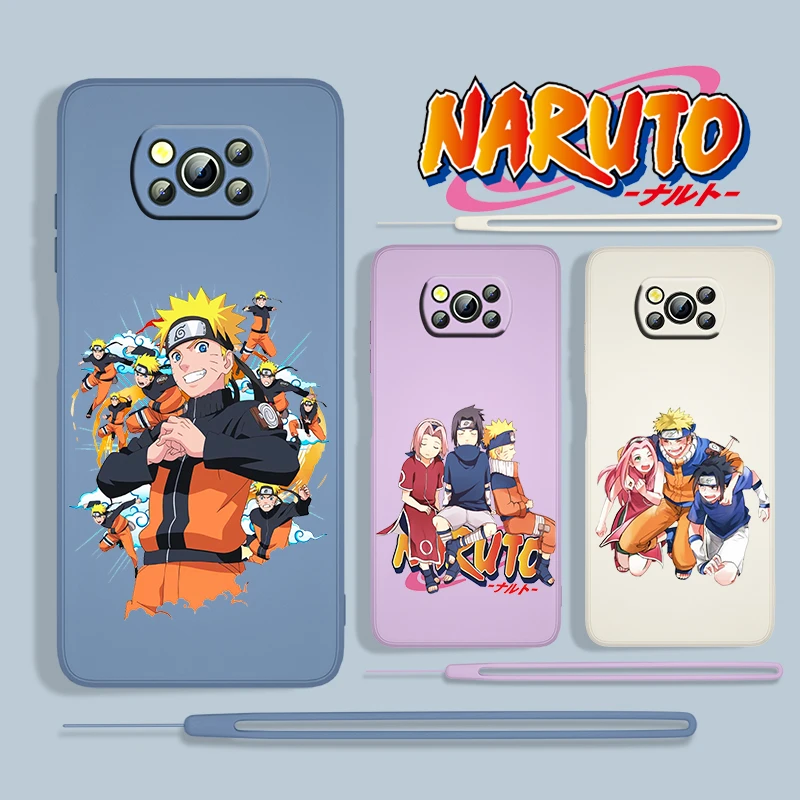 

Hot Anime Naruto Sasuke For Xiaomi POCO X3 NFC F3 GT M4 M3 M2 Pro C3 X2 11 Ultra Liquid Rope Silicone Phone Case Capa Cover
