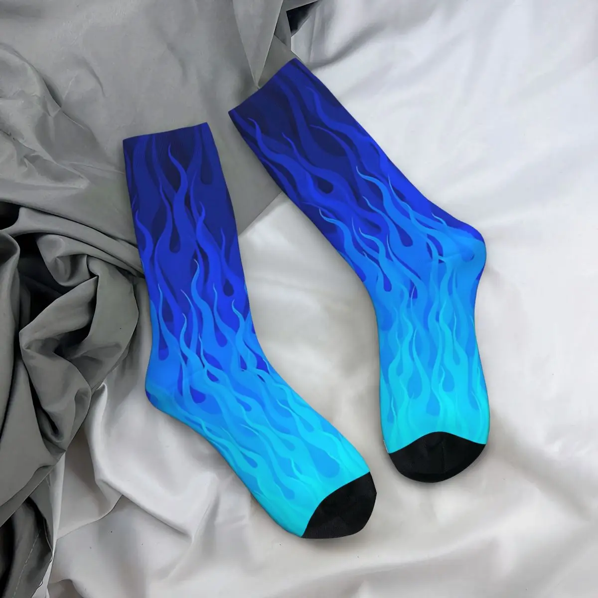 Носки мужские и женские из полиэстера модные носки с синим голубым огнем весна