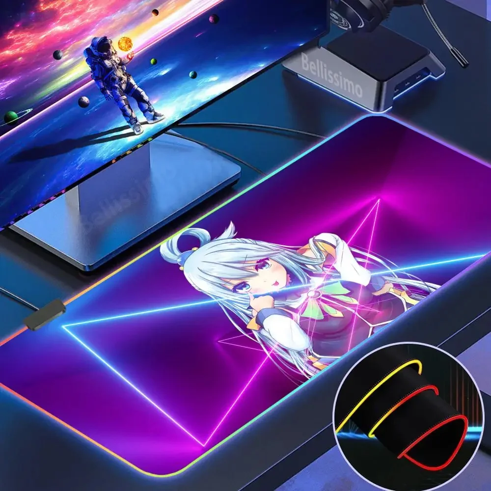 Классный коврик для мыши в стиле аниме RGB K_konosuba офисный клавиатуры большой