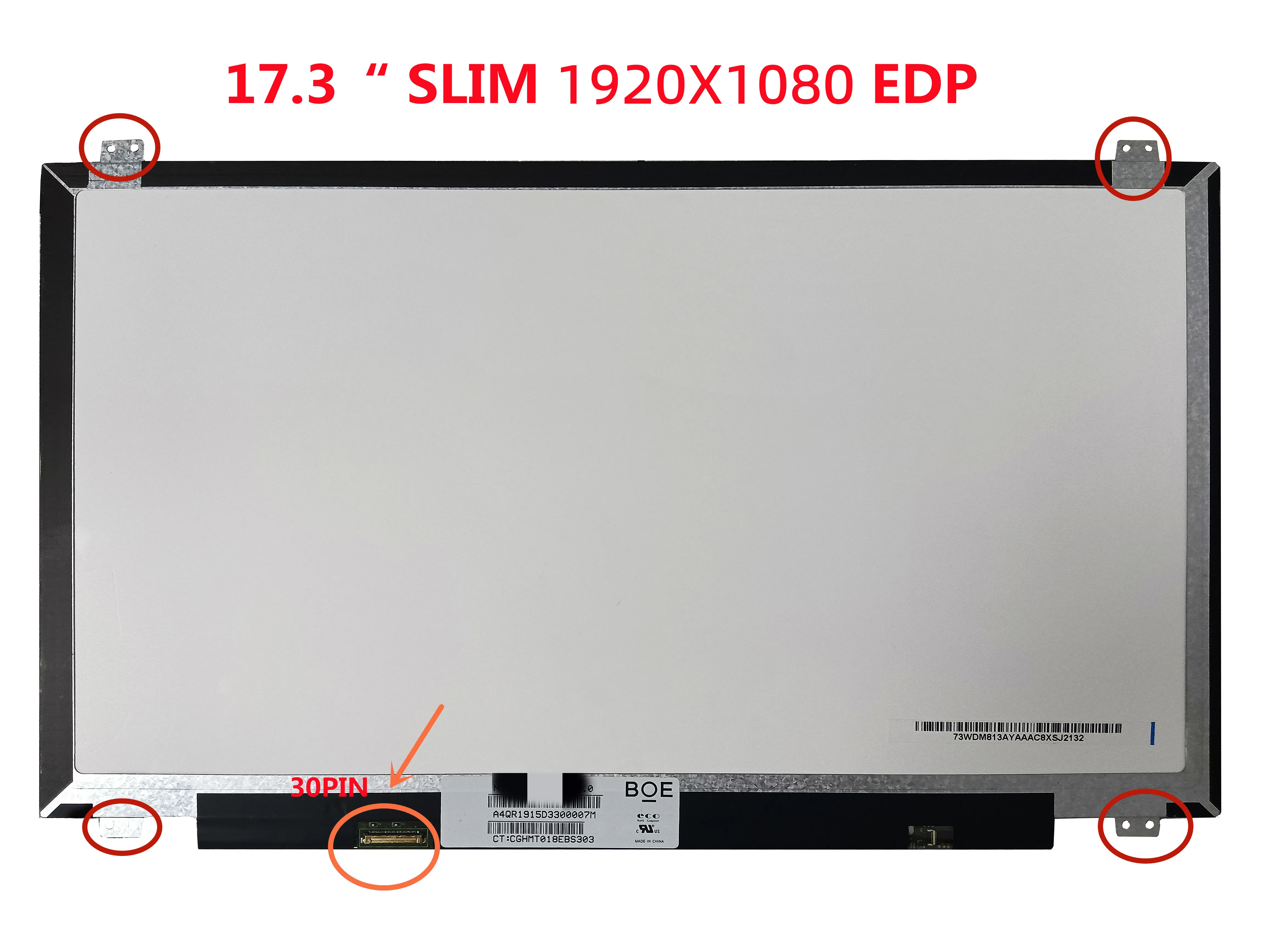 

LP173WF4-SPF3 NV173FHM-N41 EDP 30 Pins 17.3 Inch Matrix Display Panel 1920*1080 IPS Class A Laptop LCD Screen Replacement Parts