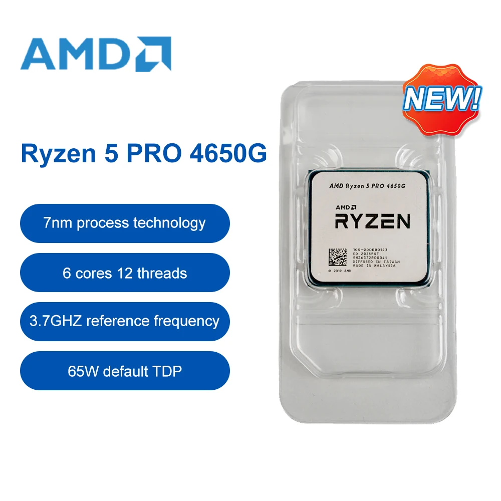 

AMD New Ryzen 5 PRO 4650G R5 PRO 4650G CPU Processor 3.7GHz Six-Core 12-Thread 65W L3=8M Socket AM4 Gamer Processor Accessorie