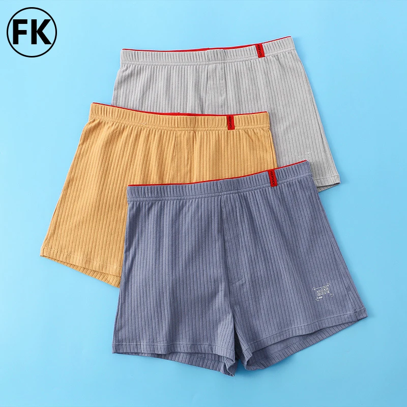 FK 3Pcs/Lot Men Boxers Stripes Underpants Cotton Underwear Male Sleep Bottoms Shorts Brand Loose Homewear Summer Arrow Pants