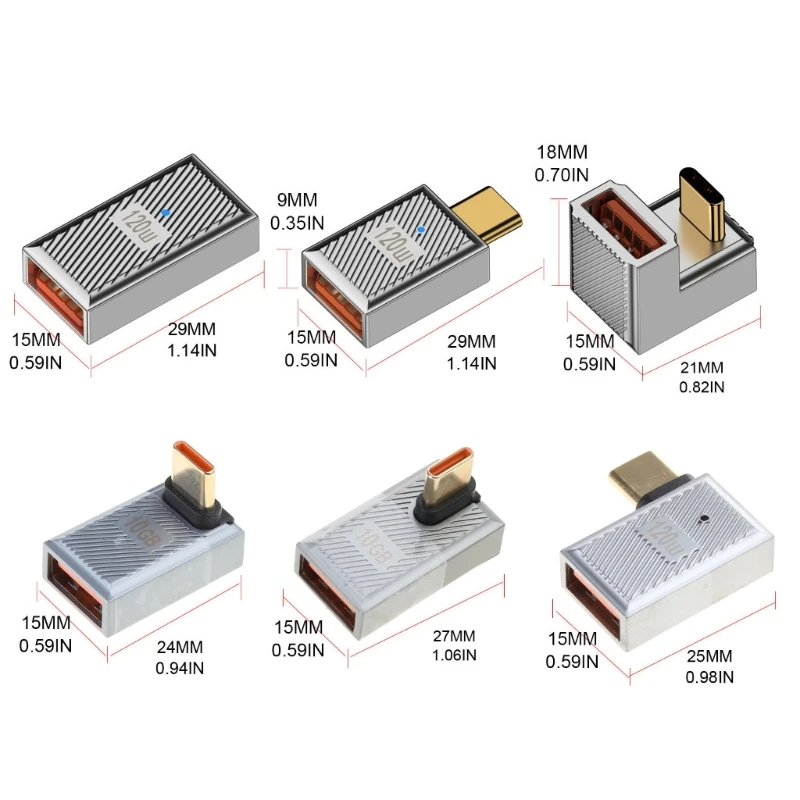 Адаптер USB-USB C 10 Гбит/с 120 Вт 6 А тип переходник папа на USB мама