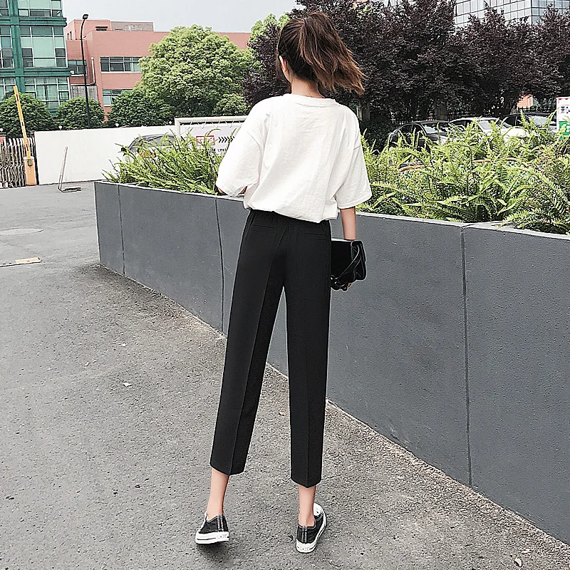 

Suit pants women's straight tube loose 2020 new pants summer thin casual cropped pants high waist thin Harlan pants