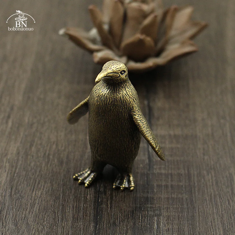 

Solid Brass Heavy Antarctic Penguin Figurines Miniatures Office Desk Ornament Tea Pets Paperweight Vintage Animal Statue Crafts