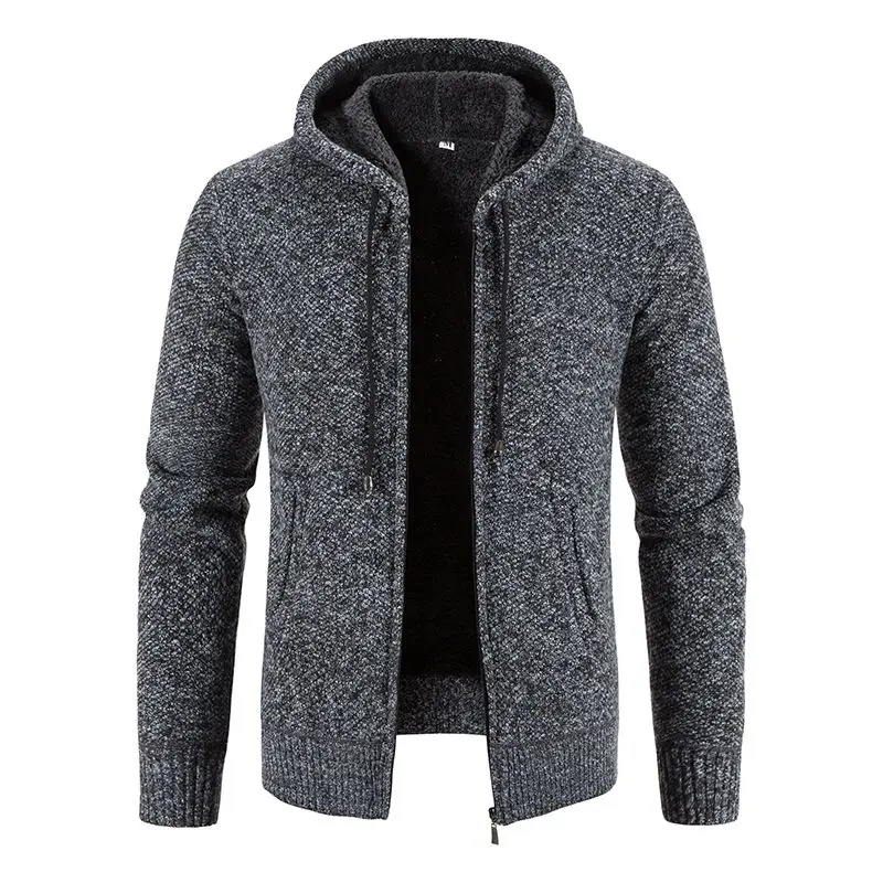 Hooded Autumn Winter Knitted Jackets Fleece Sweaters Thicken Coat Men's Clothing Fashion 2022 New Cardigan Long Sleeve Tops Warm