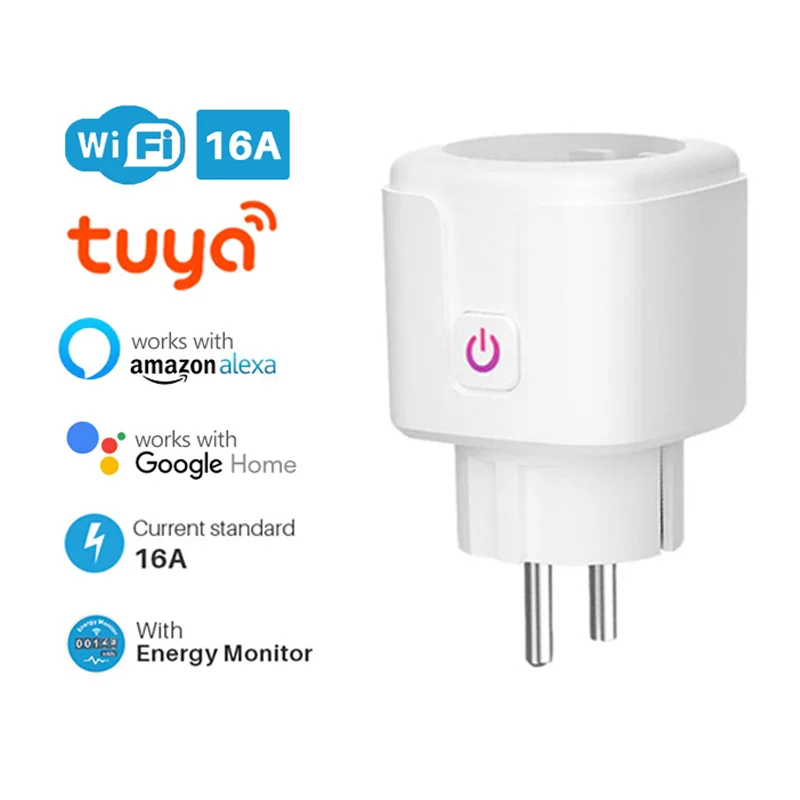 

HIMOJO Wifi Smart Socket EU 16A AC100-240V Plug Power Alexa Google Home Voice Control, For Tuya Smart Life APP