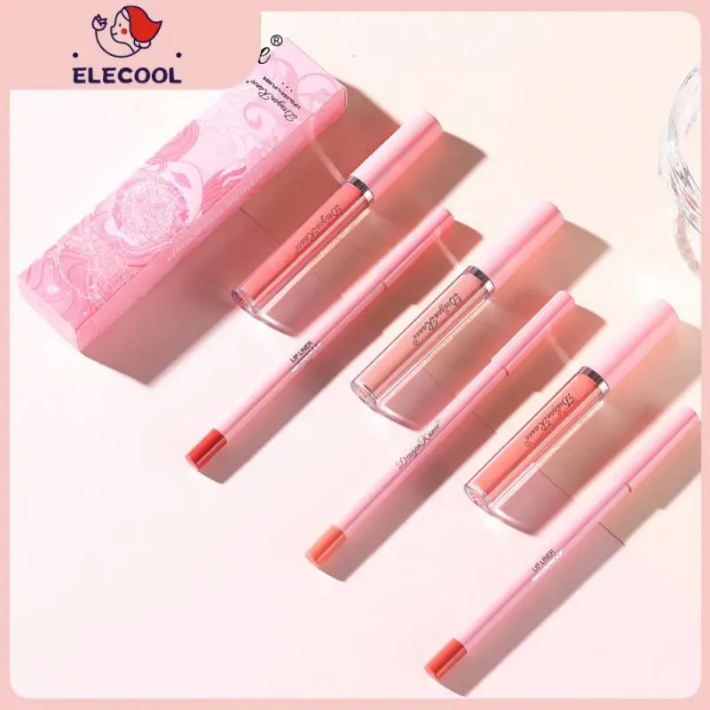 

Easy To Apply Lip Glaze Waterproof Color Lipstick Sweatproof Matte Modified Lip Liner Set Lip Makeup Tools Not Fade Lip Gloss