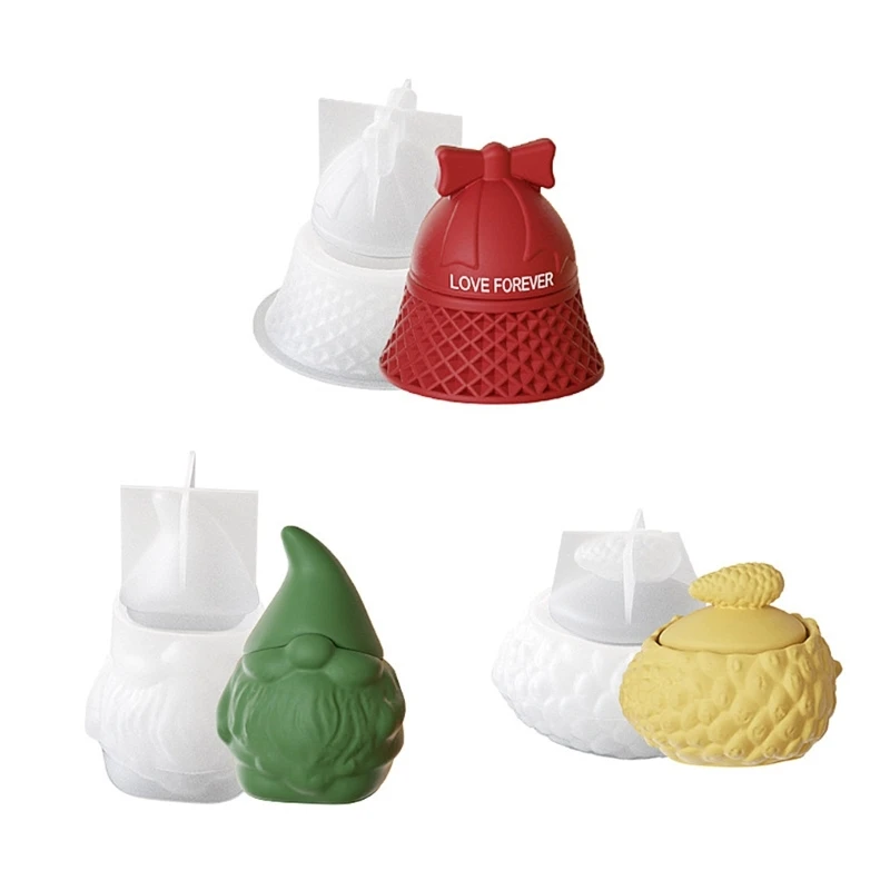 Рождественская форма из смолы с крышкой банка для свечей силиконовая хранения