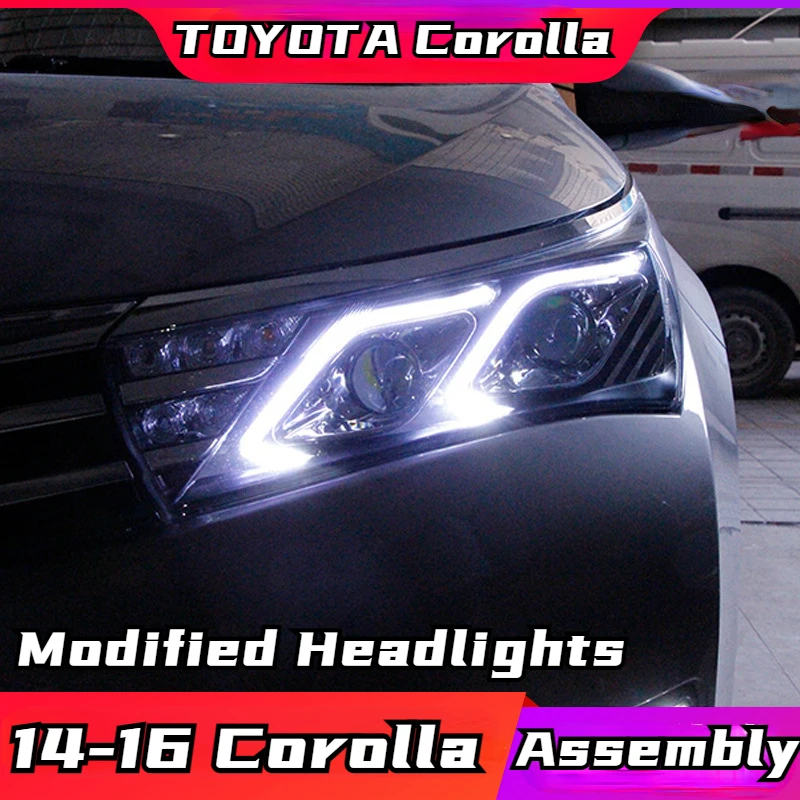 

2 PCS 14-16 New Corolla Headlamp Assemblies For Refitting Mercedes Benz LED Daytime Running Lamp Lens Xenon Headlamp
